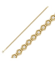 Taşlı Çiçek Altın Bileklik (Gold)
