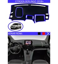 Citroen Berlingo 2018+ Modelleri İçin Uygun Torpido Koruma Halısı Siyah Kenar Renk Mavi