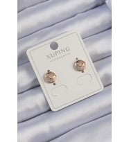 Xuping Rose Renk Zirkon Taşlı Yansımalı Oval Küpe - TJ-BKP9414