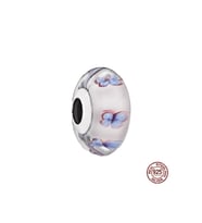 Murano Cam Kelebek Desenli Charm
