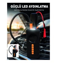 Mey İthalat® Dijital Lastik Şişirme Kompresörü Akü Takviye Powerbank LED Aydınlatmalı Acil Durum Cih