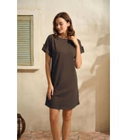 Amora Secret Günlük Kısa Kol Bisiklet Yaka Cotton Düz Yazlık Kısa Kahve Pijama Takımı