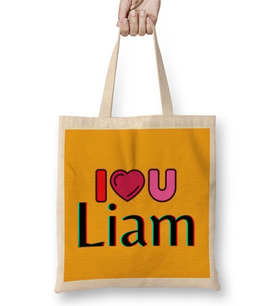 Liam Name Custom - vintage Retro Rainbow Style Design Gift Baby-Gift For Him Bez Çanta Uzun Saplı