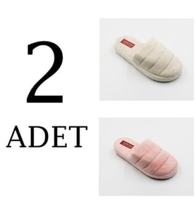 2'li Kadın Kışlık Termal Ev Terliği (Pembe-Multı)