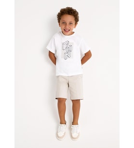 Mayoral Erkek Çocuk Baskılı Tshirt Beyaz