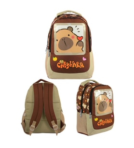 Capybara Üç Bölmeli İlkokul Sırt Çantası Kahverengi 30 x 40 x 15