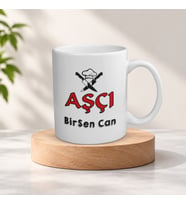 Kişiye Özel İsimli Aşçı Meslek Kupa Bardak