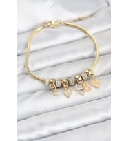 Kelebek Charmlı Gold Renk Kadın Bileklik - TJ-BB8219