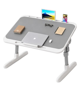 Sunup SN-29698 Çok Fonksiyonlu Katlanabilir Yatak Koltuk Laptop Masası Yükseklik ve Açı Ayarlı Gri 60x40cm