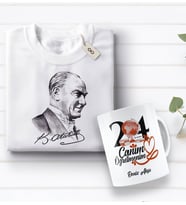BK Gift Kişiye Özel Öğretmenler Günü Tasarımlı Kupa Bardak ve Atatürk Baskılı Tişört Hediye Seti- 3-14, Öğretmene Hediye, Öğretmenler Günü, 100. Yıl Hediyesi