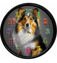 Collie Köpek Tasarımlı Dekoratif Duvar Saati 28 Cm Sessiz Mekanizma