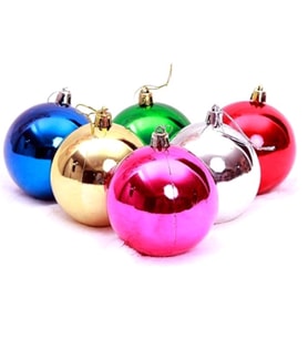 Party Marty Yılbaşı Süsü Top Süs 6Cm 6Lı Karışık Renkli