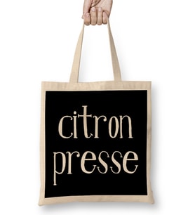 French Slogan Citron Presse Bez Çanta Uzun Saplı