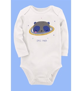 Organik Baskılı Pamuklu Unisex Bebek Body UZUNE182