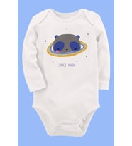 Organik Baskılı Pamuklu Unisex Bebek Body UZUNE182