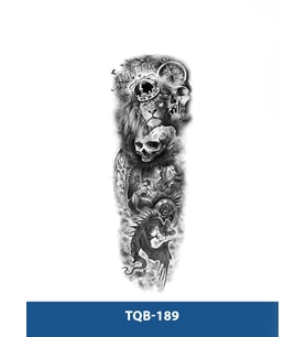 TQB-189 ASLAN VE KURUKAFA DESEN GEÇİCİ KOL DÖVMESİ-TATTO