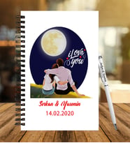 Sevgililer Gününe Özel  Ahşap Defter Kalem Hediye Seti 2