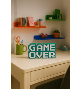 Retro Game Over Kabartmalı Dekoratif Obje - Turkuaz Masaüstü ve Duvar Süsü Hediye