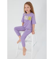 U.S. Polo Assn 1418 Sea Blue Kız Çocuk Kısa Kol Pijama Takım