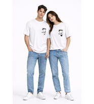 Sevgili Kombini You I Yazılı Çift Tişört Oversize Unisex Partner Kombin Seti (Beyaz)