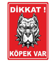 Dikkat Köpek Var Pvc Plakalı Uyarı Levhası Dijital Uv Baskı Yapışkanlı (21 CM X 29.7 CM) Pvc (Çok Renkli)