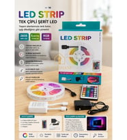 Kalemhane 5 Metre Tek Çip Şerit Led Kumandalı Adaptörlü