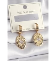 316L Çelik Gold Renk Kutup Yıldız İşleme Kadın Küpe - TJ-BKP9696