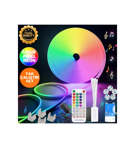 5mt Şerit Neon Led Animasyonlu Kumandalı Ve Telefon Kontrollü Sese Ve Müziğe Duyarlı Magic Led Argb