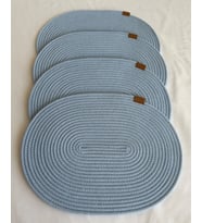 Jüt Amerikan Servis Sofra Altlığı, Masa Dekoru Supla Oval Mavi 30x40 4lü (Açık Mavi)