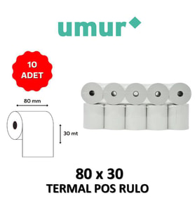 Umur Termal Pos Rulo 80mm x 30mt - 10 Adet (Beyaz)