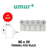Umur Termal Pos Rulo 80mm x 30mt - 10 Adet (Beyaz)