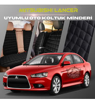 Mitsubishi Lancer Siyah Renk Tay Tüyü Cepli & Terletmez Sırtlı Oto Koltuk Minder Seti - Koltuk Koruma Kılıfı (ÖN & ARKA TAM SET)