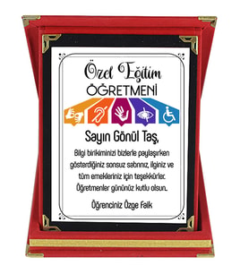 Özel Eğitim Öğretmenine Hediye İsim Baskılı Plaket - Öğretmenler Günü Hediyesi (Kırmızı)