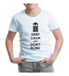 Doctor Who - Keep Calm and Don't Blink Beyaz Çocuk Tshirt