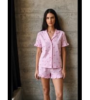 Night Kadın V Yaka Comfort Fit Pijama Takımı