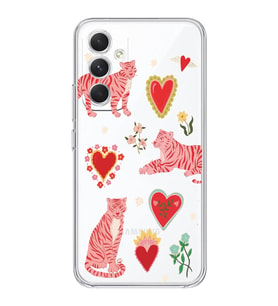Samsung Galaxy M34 5G Uyumlu Kaplan ve Kalp Desenli Şeffaf Telefon Kılıfı