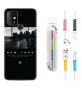 INFINIX Hot 8 9 10 11S Hot 10 Play 10T Kılıf Kablo Koruma Spiral Silikon New York 1612