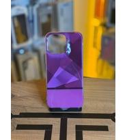 iPhone 15 Pro Max Uyumlu Kristal Görünümlü Geometrik Desenli Parlak Kılıf (Pembe)