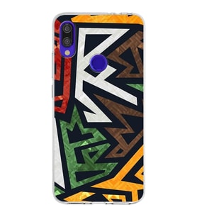 Xiaomi Redmi Note 7 Pro Uyumlu Kapak Soyut Grafiti Tasarımlı Şeffaf Silikon Kılıf