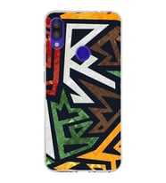Xiaomi Redmi Note 7 Pro Uyumlu Kapak Soyut Grafiti Tasarımlı Şeffaf Silikon Kılıf