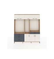 Arges Dolap 8 Raflı 4 Çekmeceli 3 Askılı 220x30x243 Çam-Aytaşı/Antrasit