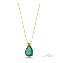Peridot Damla Taşlı Altın Kolye AKM11