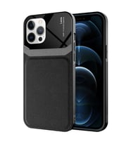 Apple iPhone 12 Pro Kılıf Zore Emiks Deri Görünümlü Kılıf (Siyah)