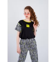 Kız Çocuk Siyah Baskılı T-Shirt İspanyol Paça Alt-Üst Takım