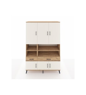 Hyperion Dolap 8 Raflı 2 Çekmeceli 6 Kapaklı 132x44x195 Çam-Aytaşı/Çam