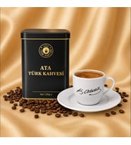 1 Adet İmzalı Porselen Fincan Takımı + 125g. Ata Türk Kahvesi Metal Kutu