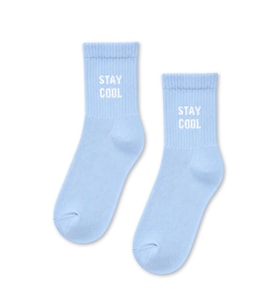 Stay Cool Yazılı Açık Mavi Yarım Konç Kısa Çorap
