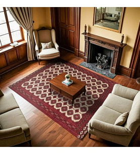 Bordo Halı Salon Halısı Etnik Tarz Geometrik Desen Dijital Baskı Kaymaz Taban Koridor Uyumlu