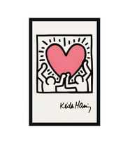 Keith Haring – United  Aşk ve Birlik Temalı Sanat Kartı & Kartpostal  10x15 Cm (Beyaz-Pembe)