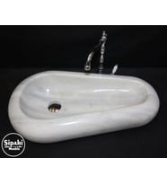 Sipahi Marble Beyaz Mermer Çakıl Tasarım Lavabo